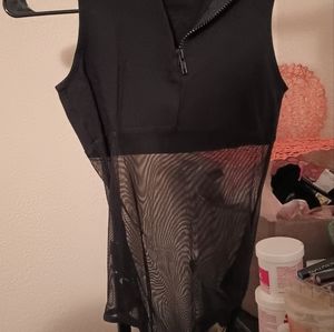 Fashion Nova, Black Front Zip Mesh Bodysuit Size S